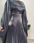 Zayna Charcoal Shimmer Tie Kaftan Dress