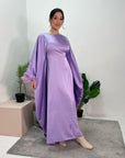 Haniya Lilac Fur Trim Kaftan Dress