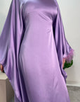 Haniya Lilac Fur Trim Kaftan Dress