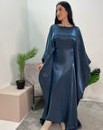 Zayna Midnight Blue Shimmer Tie Kaftan Dress