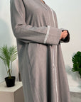 Neha Grey Detail Trim Plain Abaya Modest dress