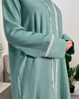 Neha Aqua Detail Trim Plain Abaya Modest dress