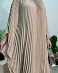 Aiza Beige Full Pleated Kaftan Dress