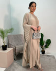 Aiza Beige Full Pleated Kaftan Dress