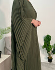 Aiza Khaki Full Pleated Kaftan Dress