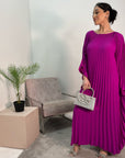 Aiza Magenta Full Pleated Kaftan Dress