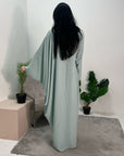 Hiba Mint Elegant Cape & Sleeve Modest Abaya Dress