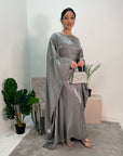 Zayna Slate Grey Shimmer Tie Kaftan Dress