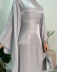 Zayna Light Grey Shimmer Tie Kaftan Dress