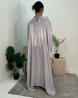 Zayna Light Grey Shimmer Tie Kaftan Dress