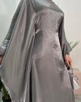 Zayna Slate Grey Shimmer Tie Kaftan Dress