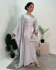 Zayna Light Grey Shimmer Tie Kaftan Dress