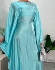 Zayna Ice Blue Shimmer Tie Kaftan Dress