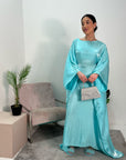 Zayna Ice Blue Shimmer Tie Kaftan Dress