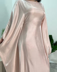 Zayna Peach Shimmer Tie Kaftan Dress