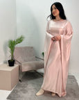 Zayna Peach Shimmer Tie Kaftan Dress