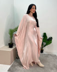 Zayna Peach Shimmer Tie Kaftan Dress