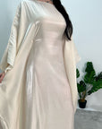 Zayna Cream Shimmer Tie Kaftan Dress