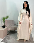 Zayna Cream Shimmer Tie Kaftan Dress