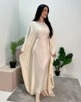 Zayna Cream Shimmer Tie Kaftan Dress