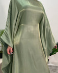 Zayna Green Shimmer Tie Kaftan Dress