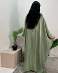 Zayna Green Shimmer Tie Kaftan Dress