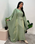 Zayna Green Shimmer Tie Kaftan Dress