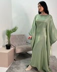 Zayna Green Shimmer Tie Kaftan Dress