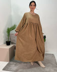 Sara Camel Plain Summer Smock Dress