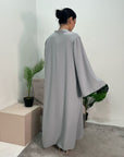 Aaliya Grey Plain V Neck Abaya