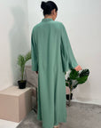 Aaliya Mint Plain V Neck Abaya