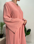 Aaliya Pink Plain V Neck Abaya