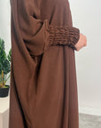 Sehrish Chocolate Plain Elasticated Cuff Oversized Dress