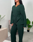 Ahura Emerald Green V Neck Wrap Over Co Ord