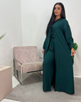 Navia Emerald Green Tie Abaya Trouser Co Ord Set