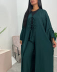 Navia Emerald Green Tie Abaya Trouser Co Ord Set