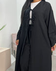 Navia Black Tie Abaya Trouser Co Ord Set