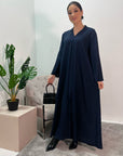 Aaliya Navy Plain V Neck Abaya