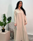 Aaliya Cream Plain V Neck Abaya